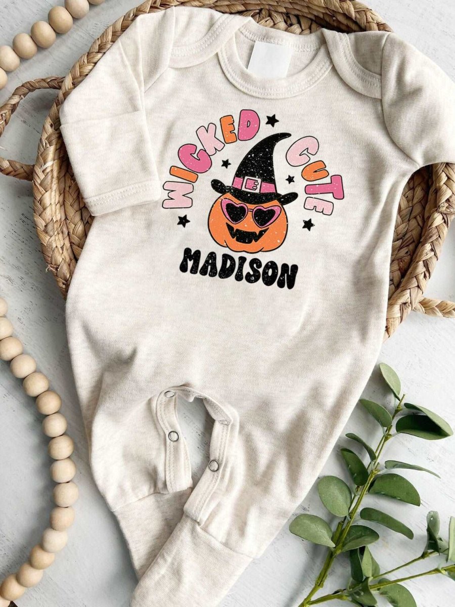 Personalized Baby Romper Cute Wicked Gender Neutral Baby Clothes For My First Halloween - BabiChic