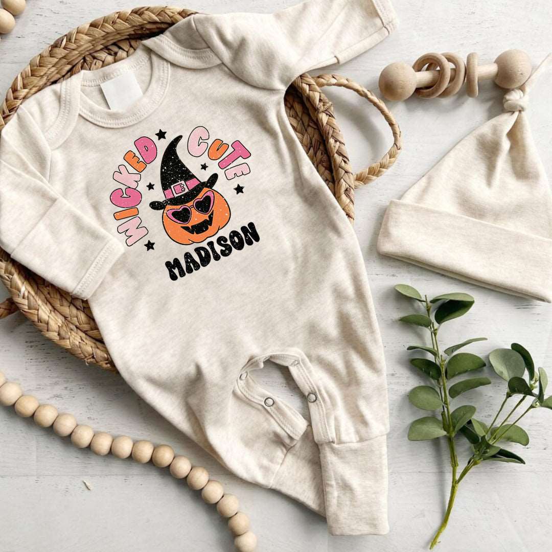 Personalized Baby Romper Cute Wicked Gender Neutral Baby Clothes For My First Halloween - BabiChic