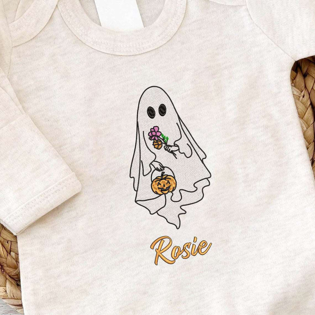 Personalized Baby Romper Embroidered Baby Name & Pumpkin Lantern – Halloween Costumes Outfit - BabiChic