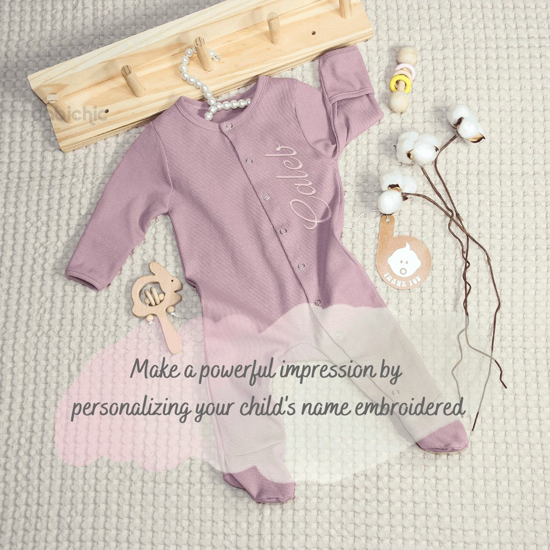 Personalized Baby Romper Footie Sleepsuit Must Haves, Embroided Name, Going Home Outfit, Walking Outfits For Baby Boys - BabiChic