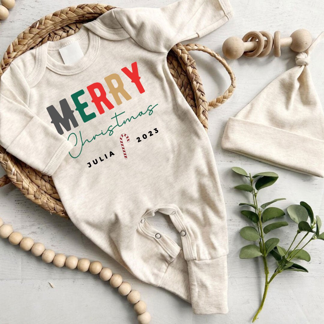 Personalized Baby Romper For 1st Christmas Baby Clothes Must Have My First Christmas Outfit - BabiChic