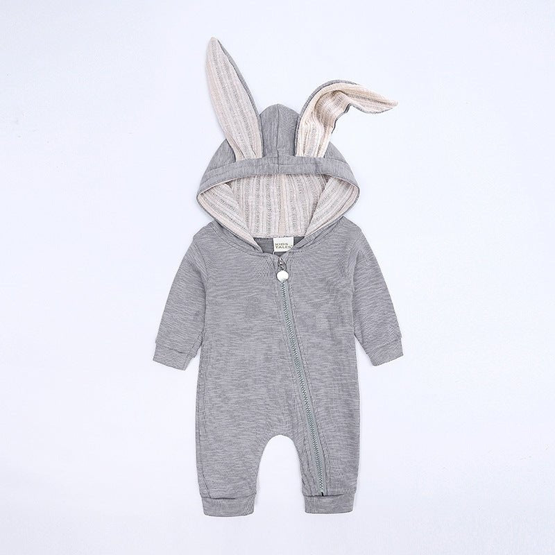 Personalized Baby Romper Long Ears Rabbit, Embroided Name, Winter Romper, Gender Neutral Baby Clothes, Walking Baby Outfits - BabiChic