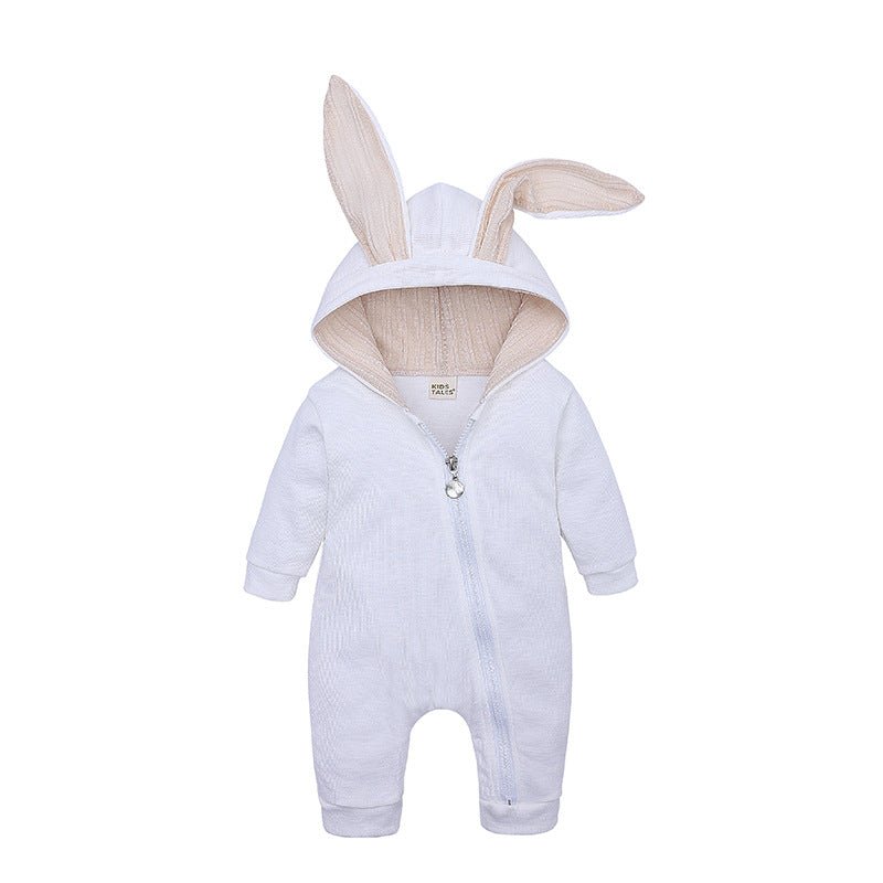 Personalized Baby Romper Long Ears Rabbit, Embroided Name, Winter Romper, Gender Neutral Baby Clothes, Walking Baby Outfits - BabiChic