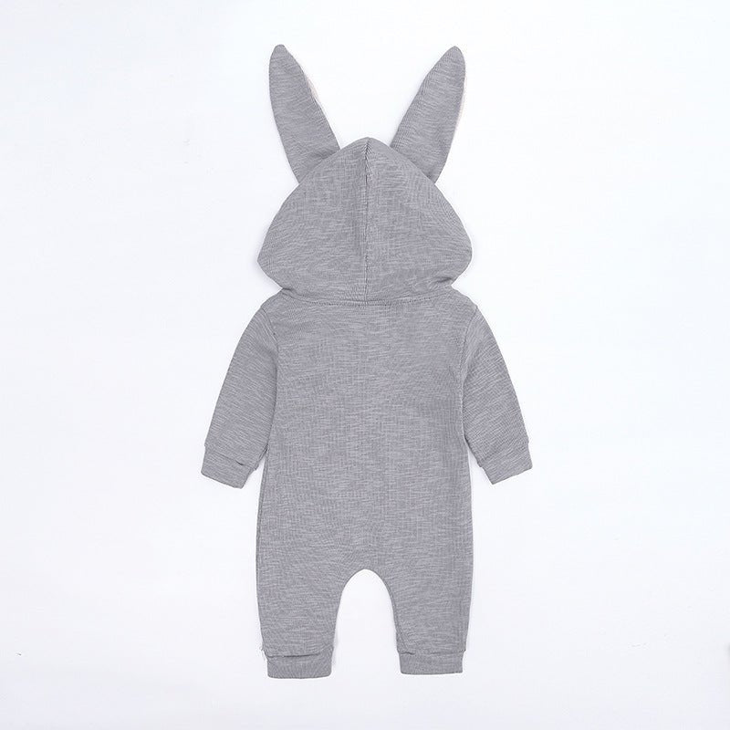 Personalized Baby Romper Long Ears Rabbit, Embroided Name, Winter Romper, Gender Neutral Baby Clothes, Walking Baby Outfits - BabiChic