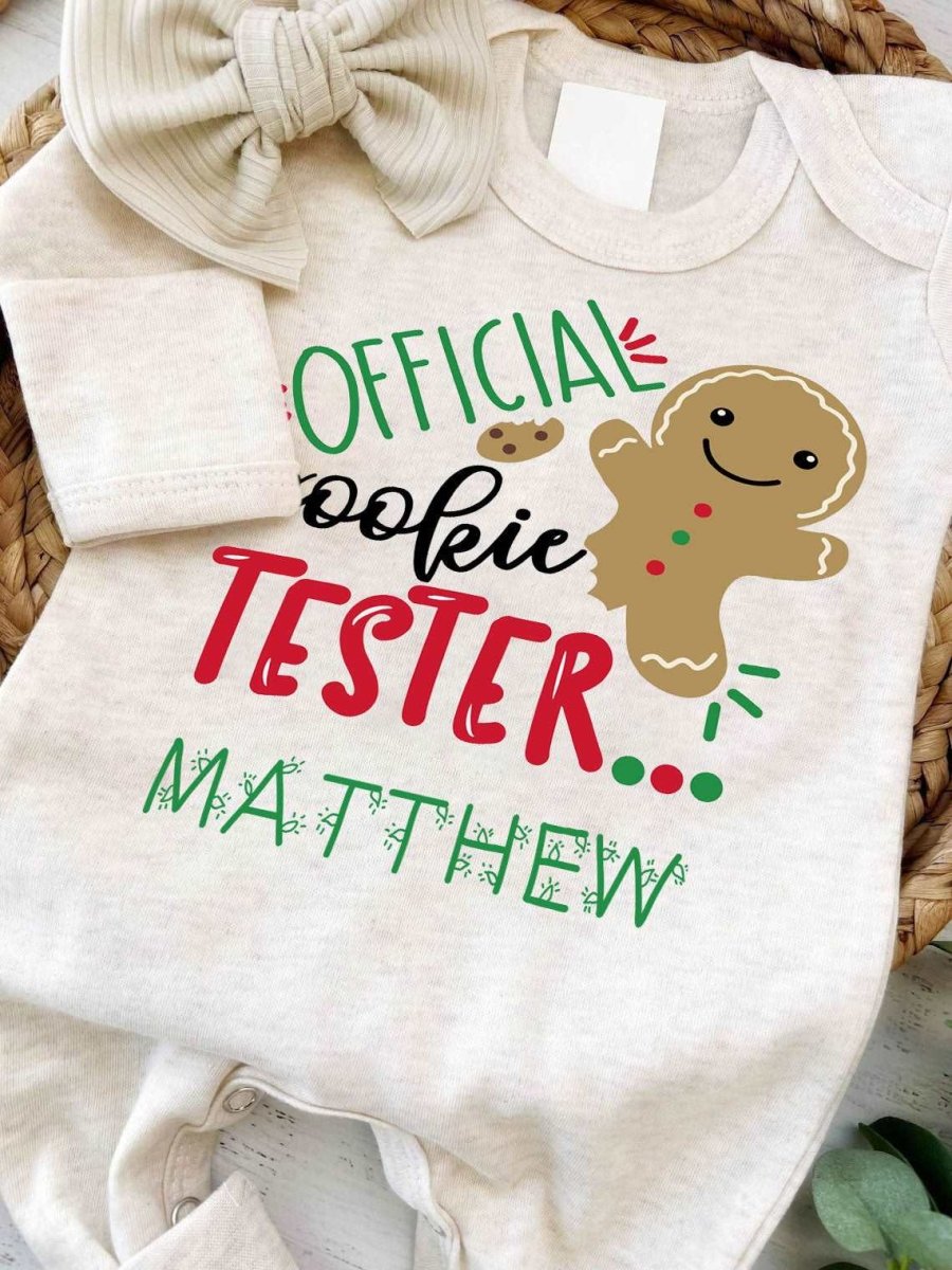 Personalized Baby Romper with Gingerbread Cookies For 1st My First Christmas Outfit Gender Neutral Must Have - BabiChic