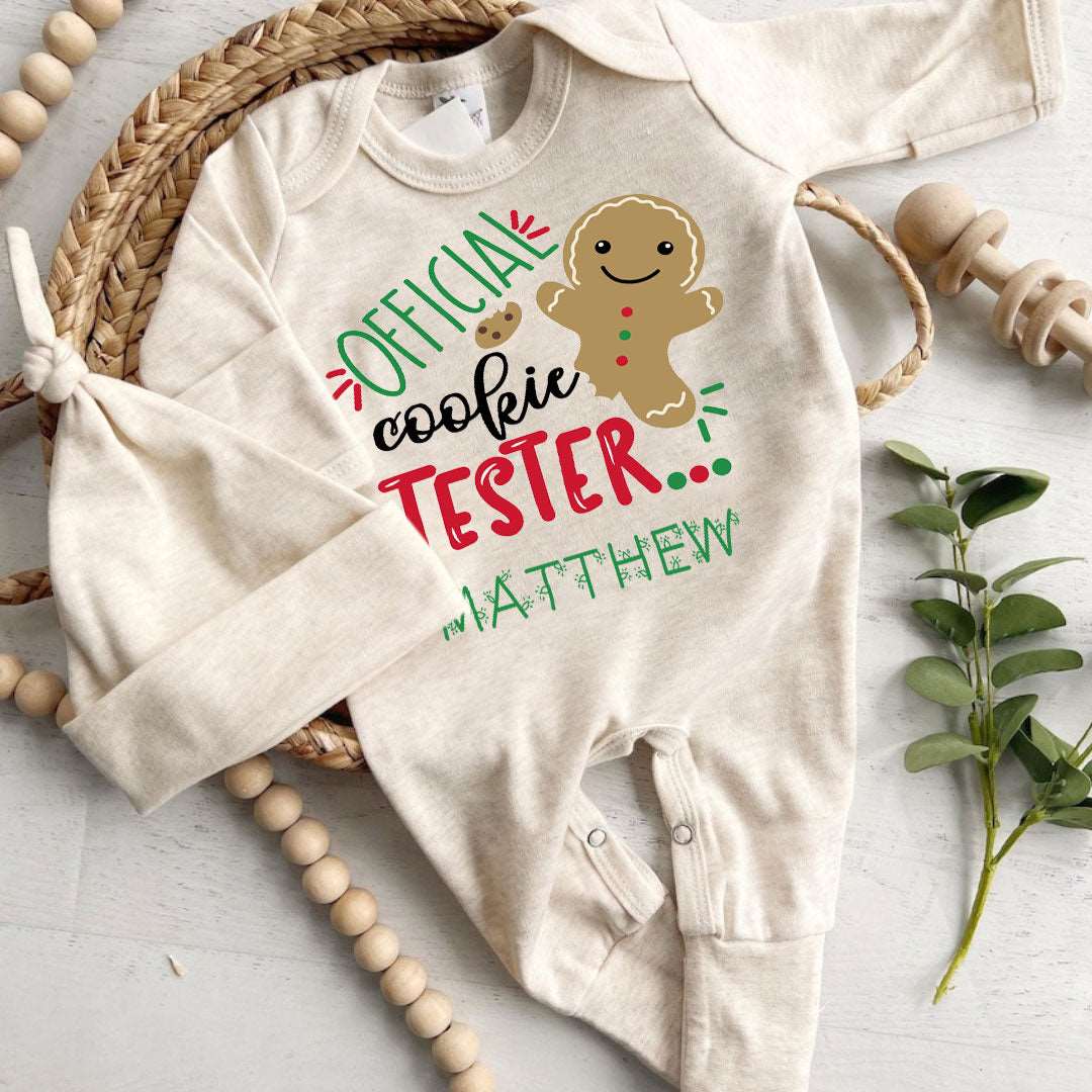 Personalized Baby Romper with Gingerbread Cookies For 1st My First Christmas Outfit Gender Neutral Must Have - BabiChic