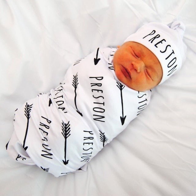 Personalized Baby Swaddle Blanket - Arrows - BabiChic