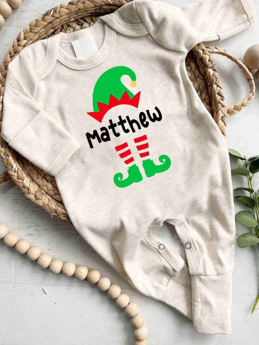 Personalized Christmas Baby Romper - Custom Name Xmas Onesies, Cute Festive Bodysuit for Newborns - BabiChic