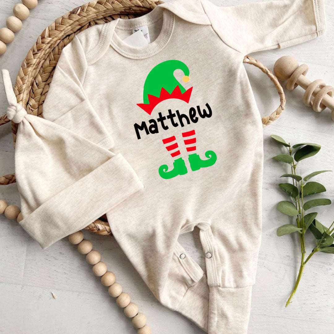 Personalized Christmas Baby Romper - Custom Name Xmas Onesies, Cute Festive Bodysuit for Newborns - BabiChic