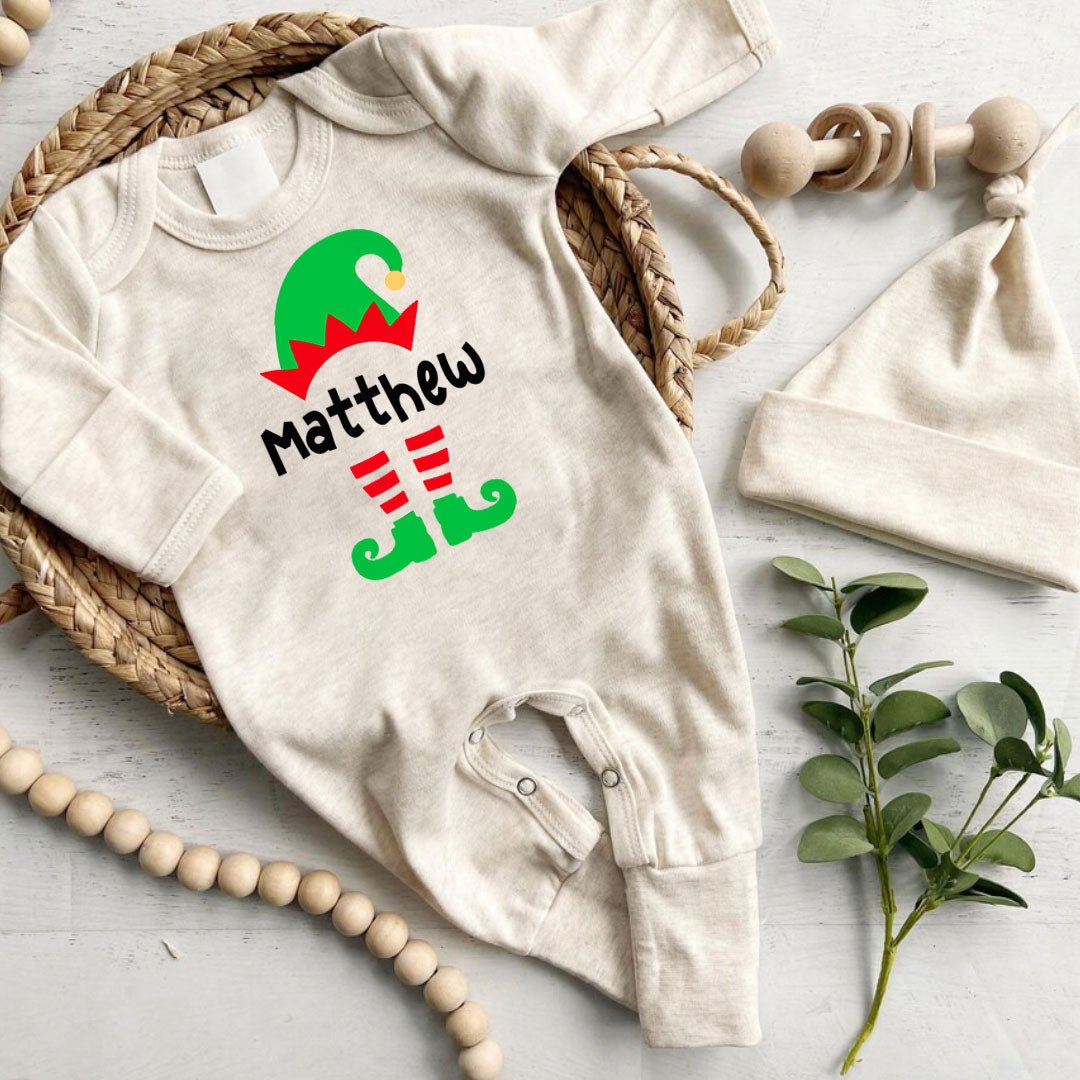 Personalized Christmas Baby Romper - Custom Name Xmas Onesies, Cute Festive Bodysuit for Newborns - BabiChic