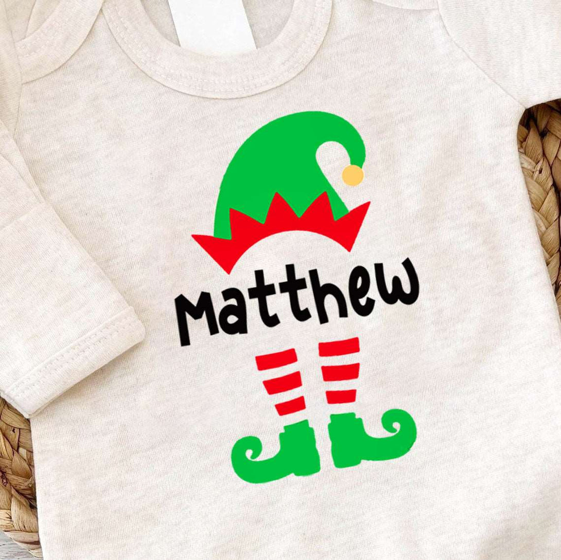 Personalized Christmas Baby Romper - Custom Name Xmas Onesies, Cute Festive Bodysuit for Newborns - BabiChic