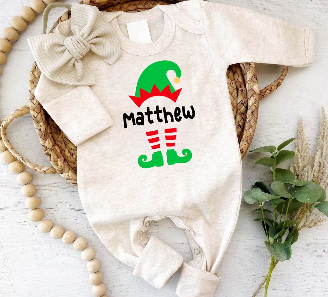 Personalized Christmas Baby Romper - Custom Name Xmas Onesies, Cute Festive Bodysuit for Newborns - BabiChic