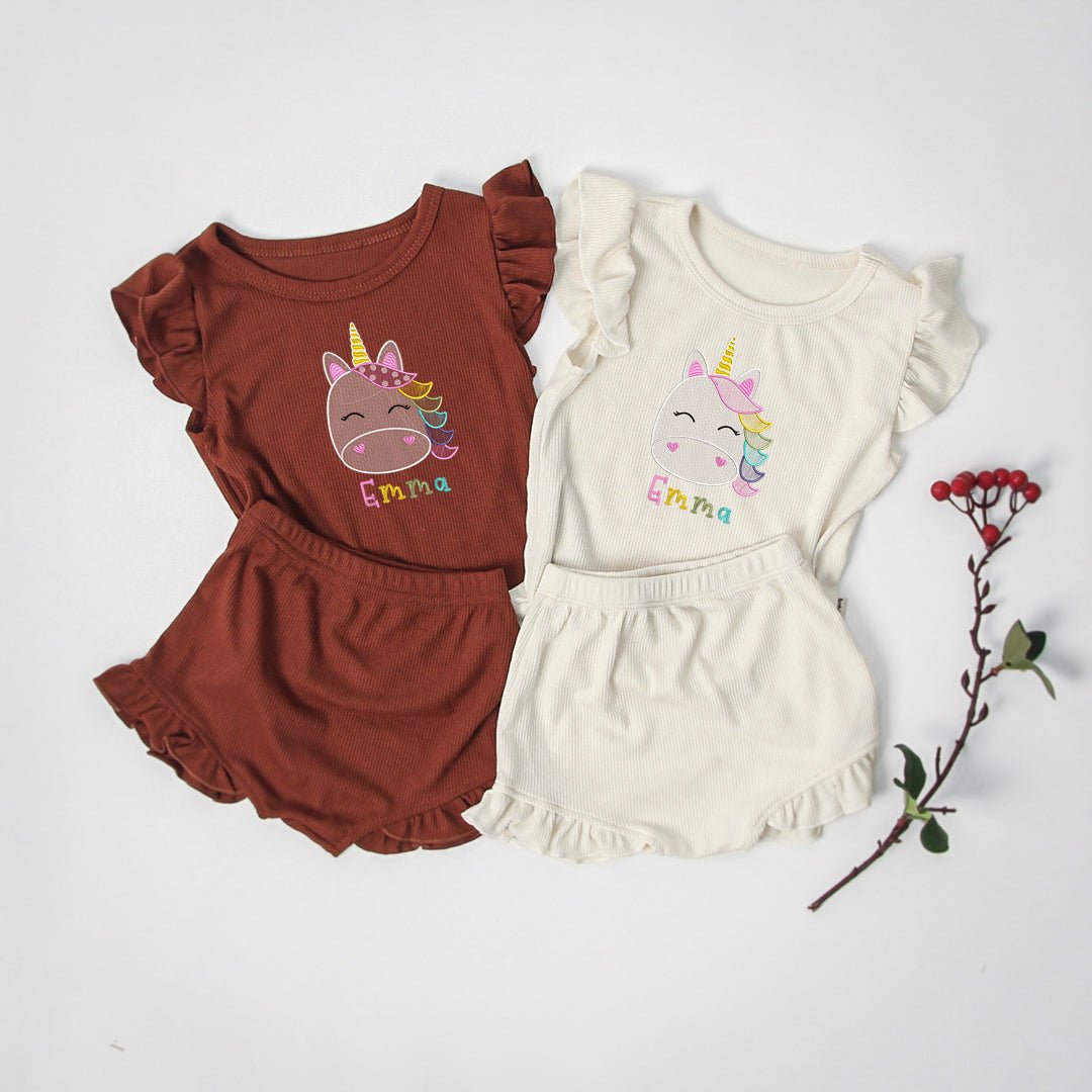 Personalized Fairy Wing Top & Bottom Baby Must Haves, Tshirt & Pants, Embroidered Name For Walking Outfits - BabiChic