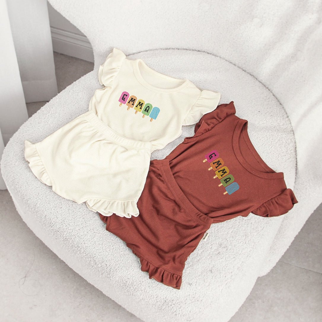 Personalized Fairy Wing Top & Bottom Baby Must Haves, Tshirt & Pants, Embroidered Name For Walking Outfits - BabiChic