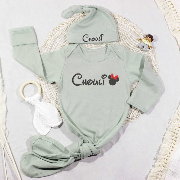 Personalized Knotted Gown Baby Clothes, Coming Home Outfit, Baby Walking Outfit - BabiChic