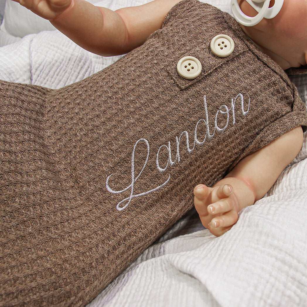 Personalized Knotted Gown Baby Must Haves, Gender Neutral Newborn Coming Home Outfit With Embroided Name - BabiChic