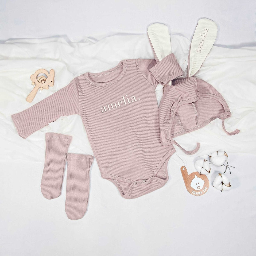 Personalized Long Sleeve Onesies Outfit, Embroidered Name, Autumn Winter Onesie, Walking Outfits & Photo In Family Gatherings - BabiChic