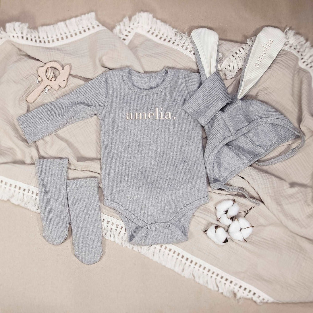 Personalized Long Sleeve Onesies Outfit, Embroidered Name, Autumn Winter Onesie, Walking Outfits & Photo In Family Gatherings - BabiChic