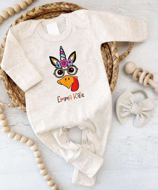 Personalized My First Thanksgiving Baby Girl Romper – Fall Joy Onesies - BabiChic