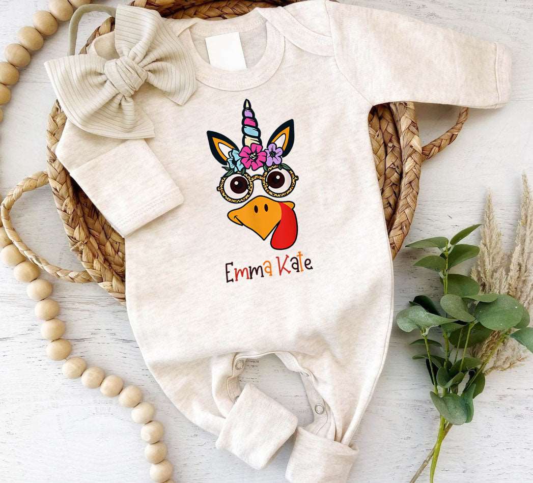 Personalized My First Thanksgiving Baby Girl Romper – Fall Joy Onesies - BabiChic