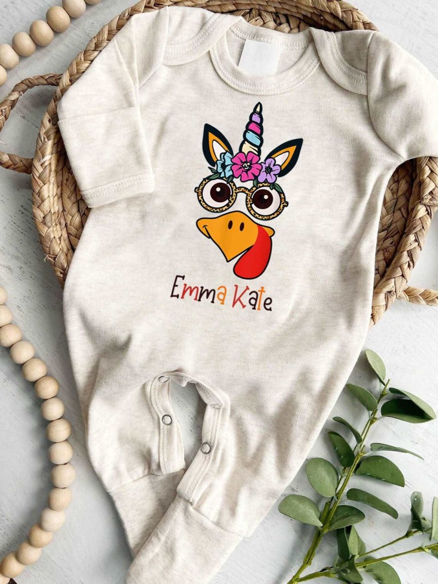 Personalized My First Thanksgiving Baby Girl Romper – Fall Joy Onesies - BabiChic