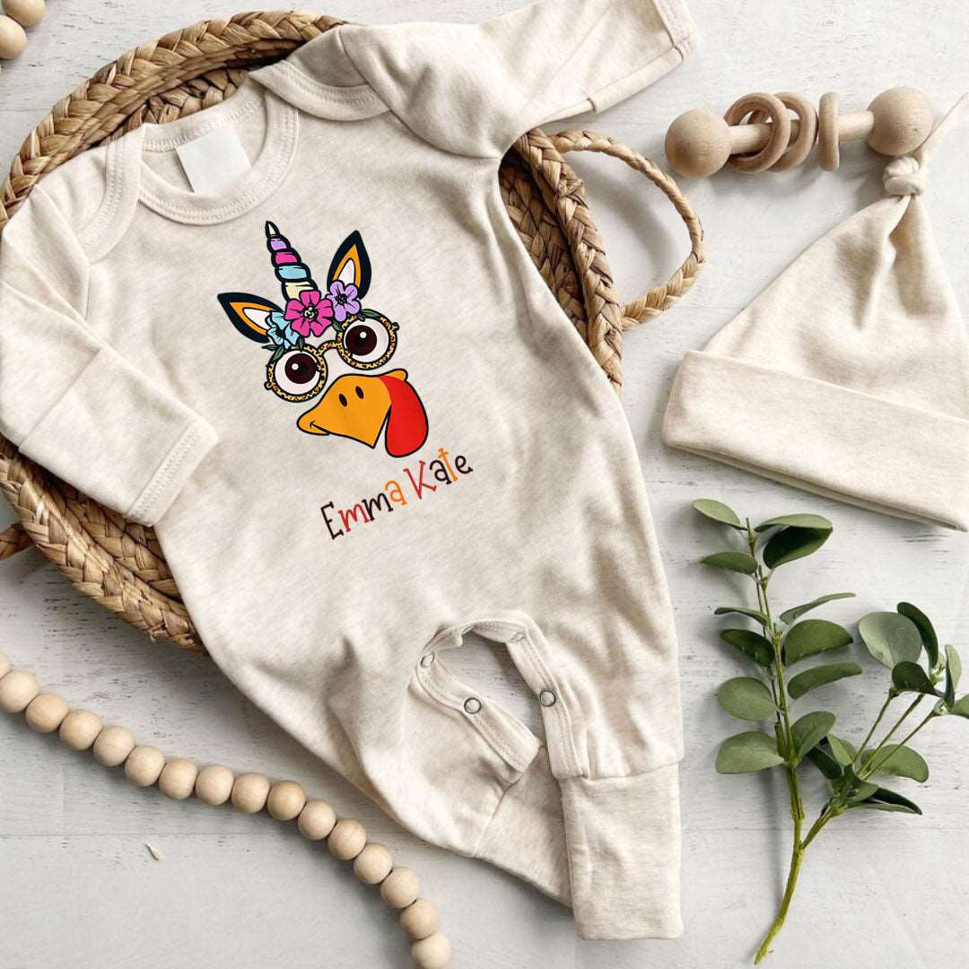 Personalized My First Thanksgiving Baby Girl Romper – Fall Joy Onesies - BabiChic