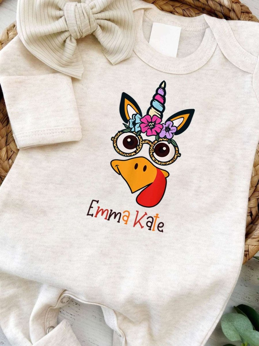 Personalized My First Thanksgiving Baby Girl Romper – Fall Joy Onesies - BabiChic