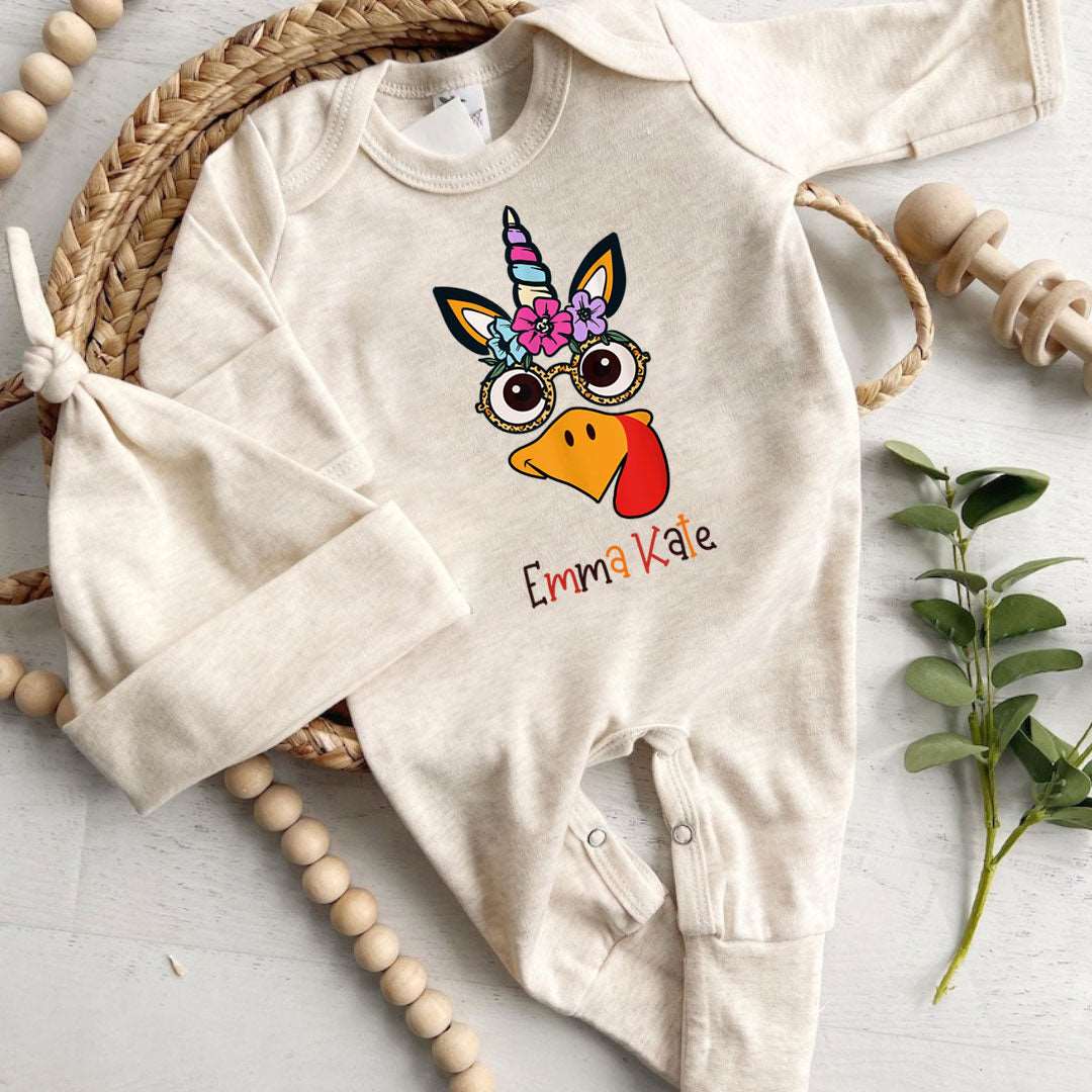 Personalized My First Thanksgiving Baby Girl Romper – Fall Joy Onesies - BabiChic