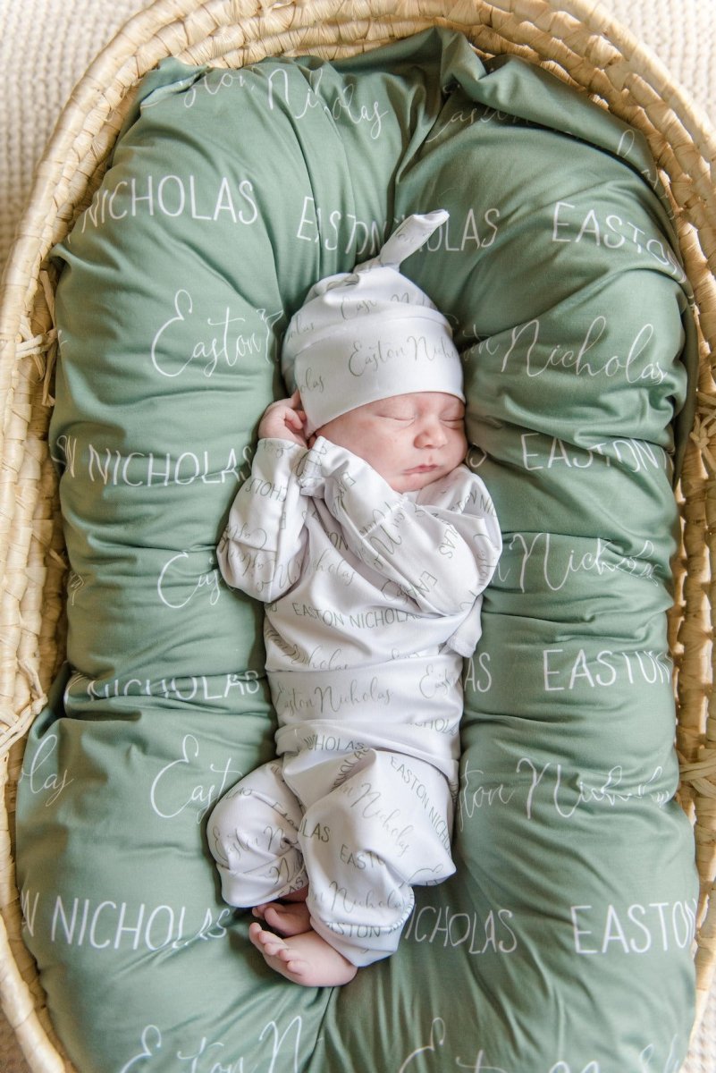 Personalized Name Blanket hospital coming home reveal outfit boy girl custom newborn baby receiving gift - BabiChic