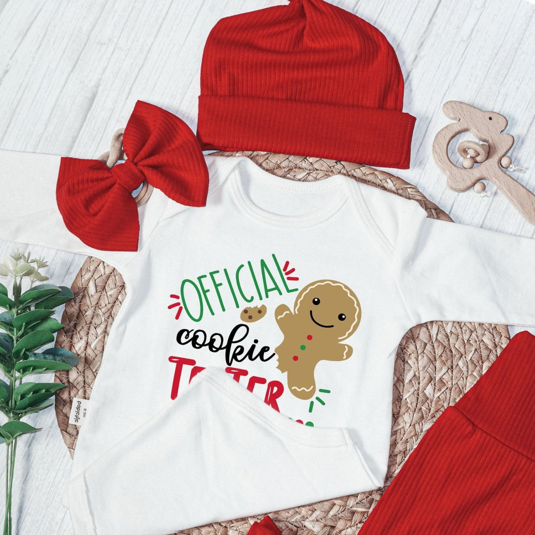 Personalized Official Cookie Tester Baby Onesie and Long Pants Set | Cute Cookie Tester Christmas Bodysuit - BabiChic