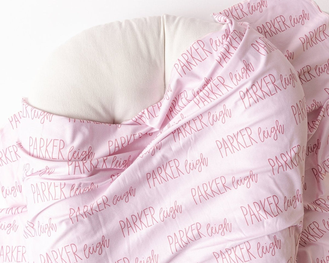 Personalized Swaddle Blanket - Modern Font Duo - BabiChic