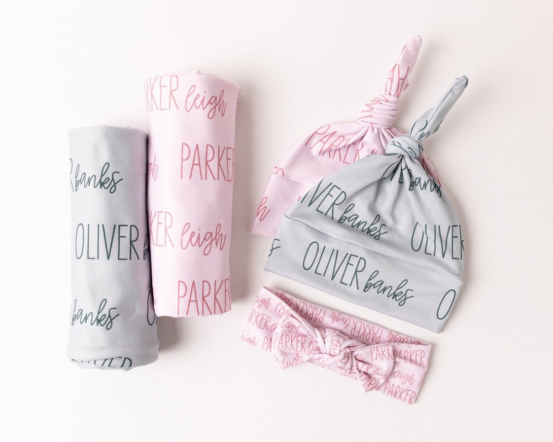 Personalized Swaddle Blanket - Modern Font Duo - BabiChic