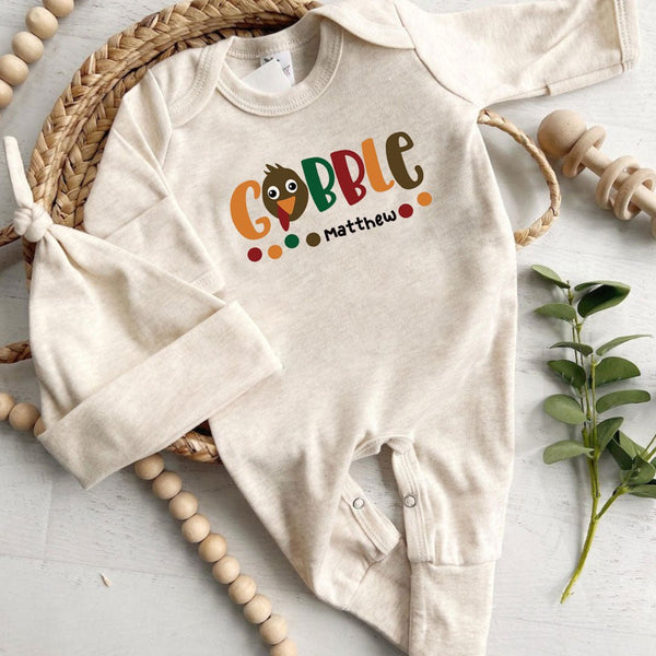 Personalized Thanksgiving Baby Boy Romper – My First Thanksgiving Onesies, Fall Style - BabiChic