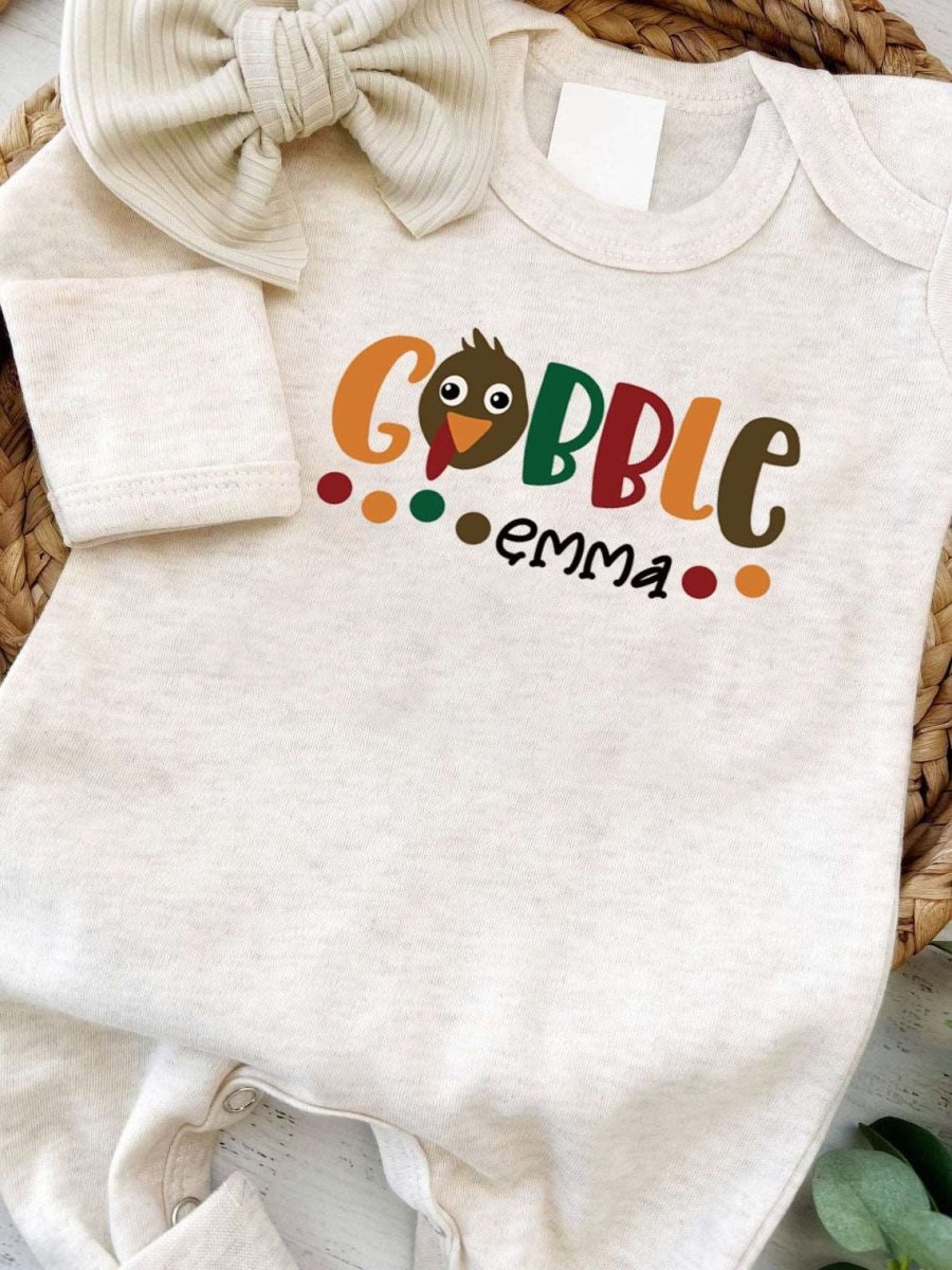 Personalized Thanksgiving Baby Girl Romper – My First Thanksgiving Onesies, Fall Style - BabiChic