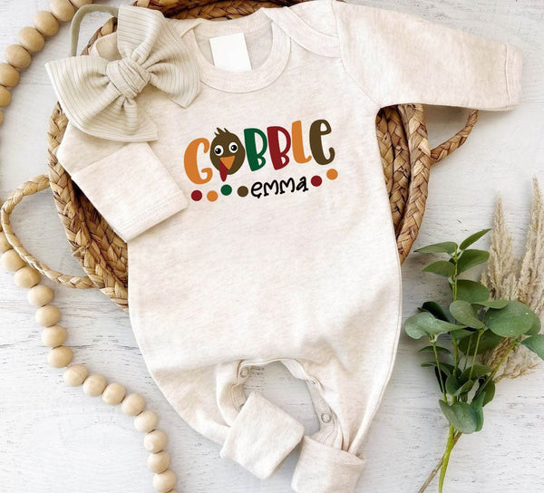 Personalized Thanksgiving Baby Girl Romper – My First Thanksgiving Onesies, Fall Style - BabiChic