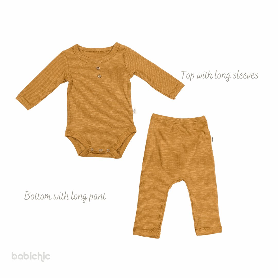 Personalized Top & Bottom Baby Must Haves - Long Sleeve Onesies & Long Pants - Embroidered Name Walking Outfits - BabiChic