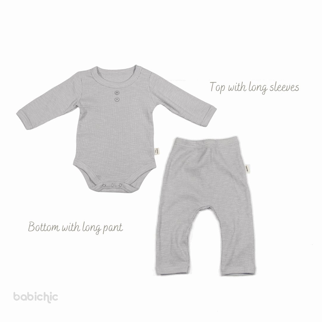 Personalized Top & Bottom Baby Must Haves - Long Sleeve Onesies & Long Pants - Embroidered Name Walking Outfits - BabiChic