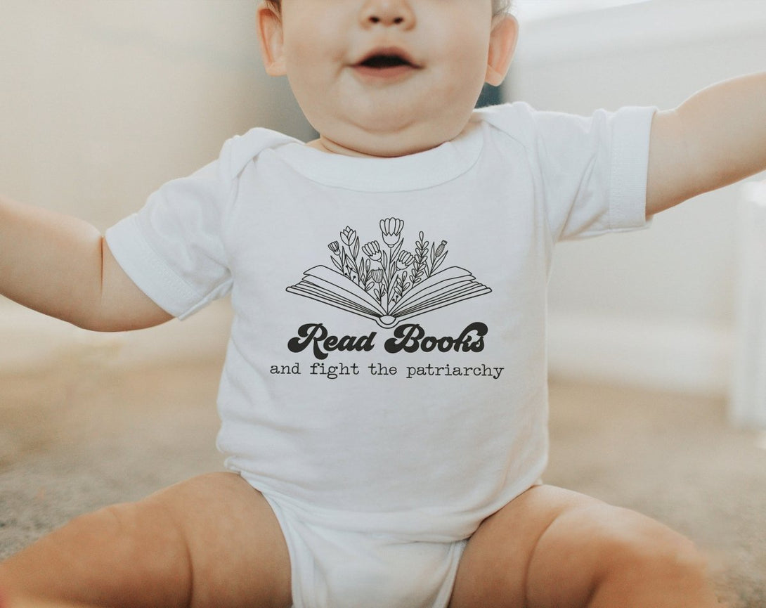 Read Books and Fight the Patriarchy Onesie - Cute Feminism Natural Bodysuit - BabiChic