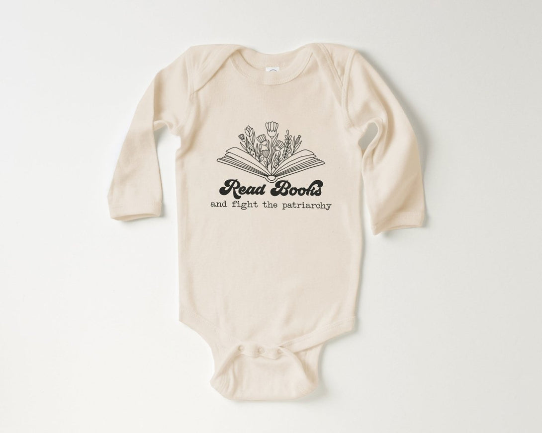 Read Books and Fight the Patriarchy Onesie - Cute Feminism Natural Bodysuit - BabiChic