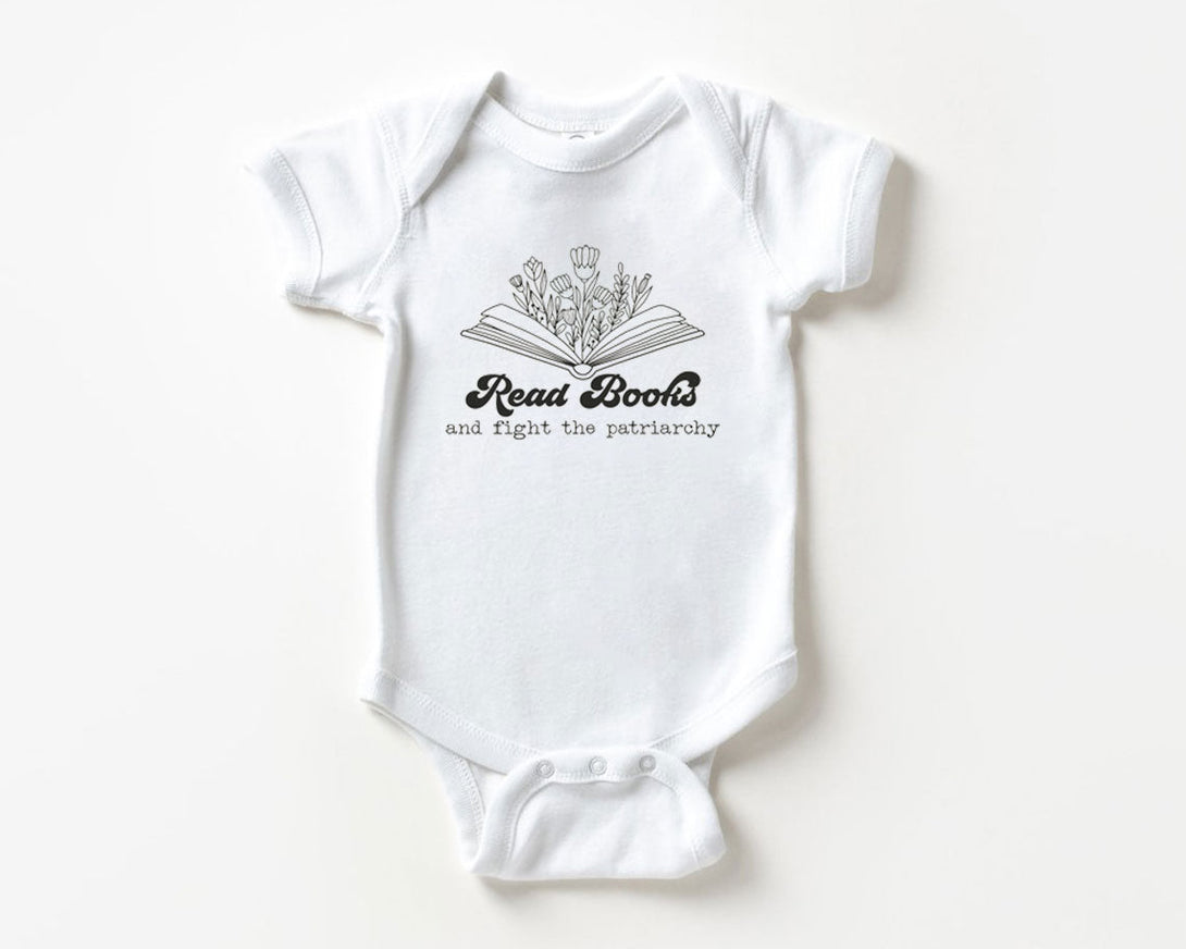 Read Books and Fight the Patriarchy Onesie - Cute Feminism Natural Bodysuit - BabiChic