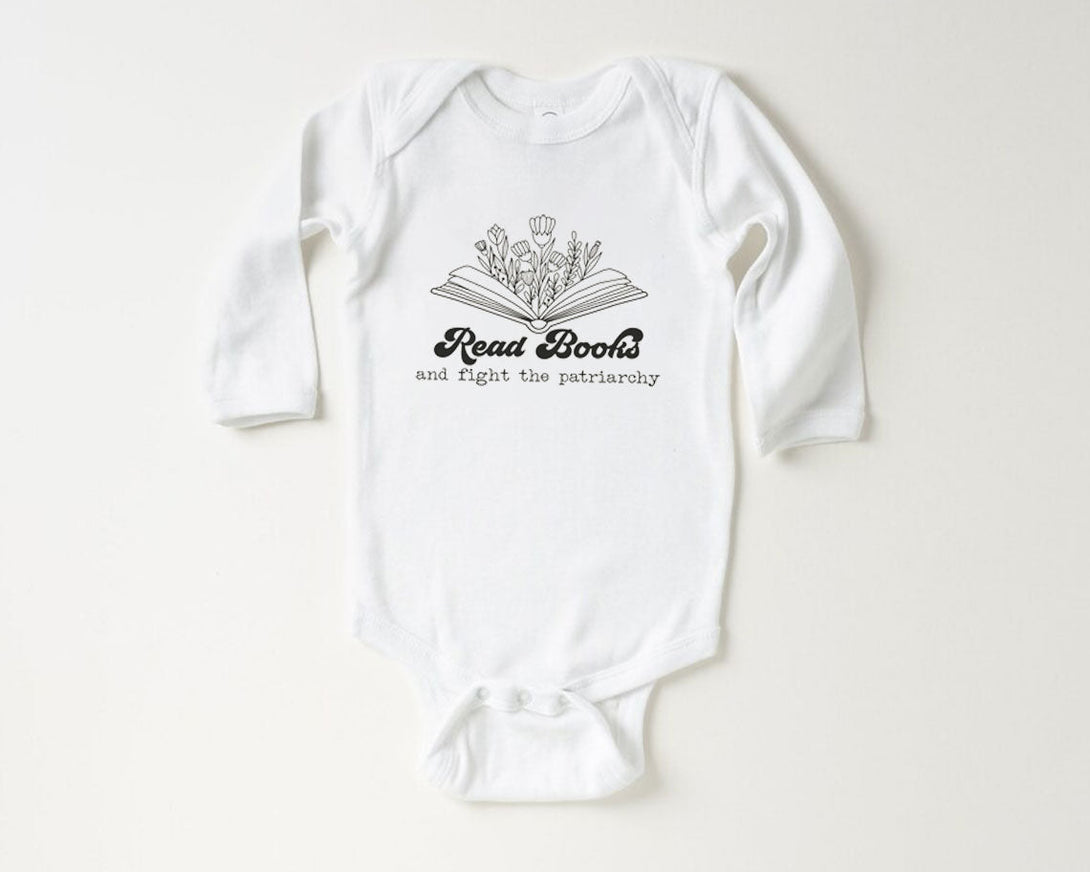 Read Books and Fight the Patriarchy Onesie - Cute Feminism Natural Bodysuit - BabiChic