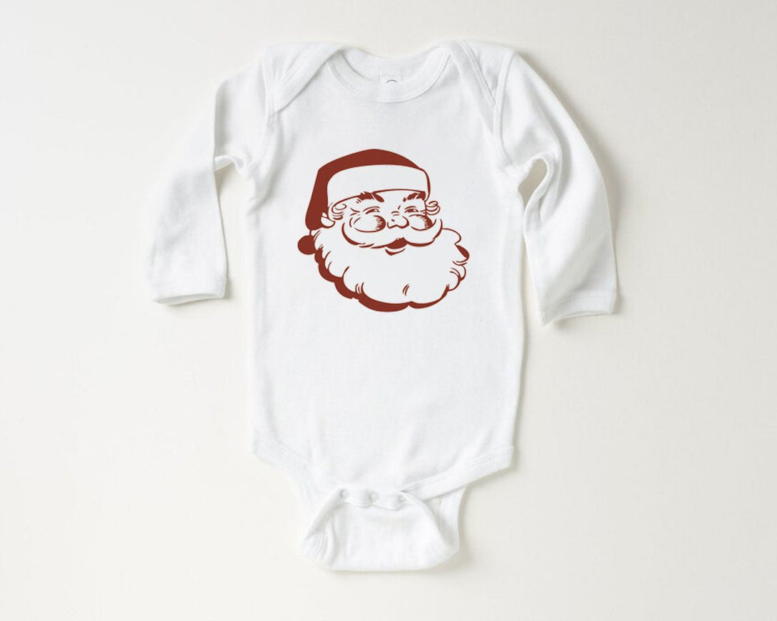 Retro Santa Baby Onesie - Cute Christmas Bodysuit - Holiday Natural Baby Onesie - BabiChic