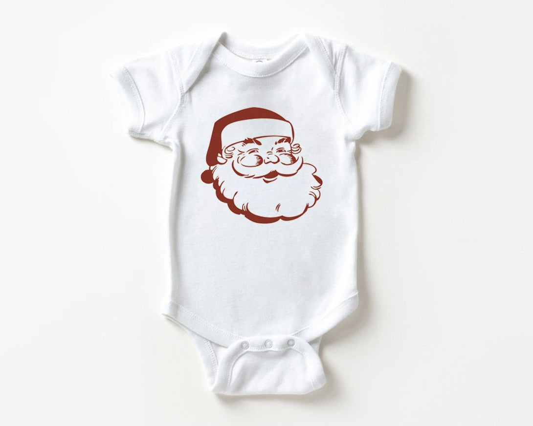 Retro Santa Baby Onesie - Cute Christmas Bodysuit - Holiday Natural Baby Onesie - BabiChic