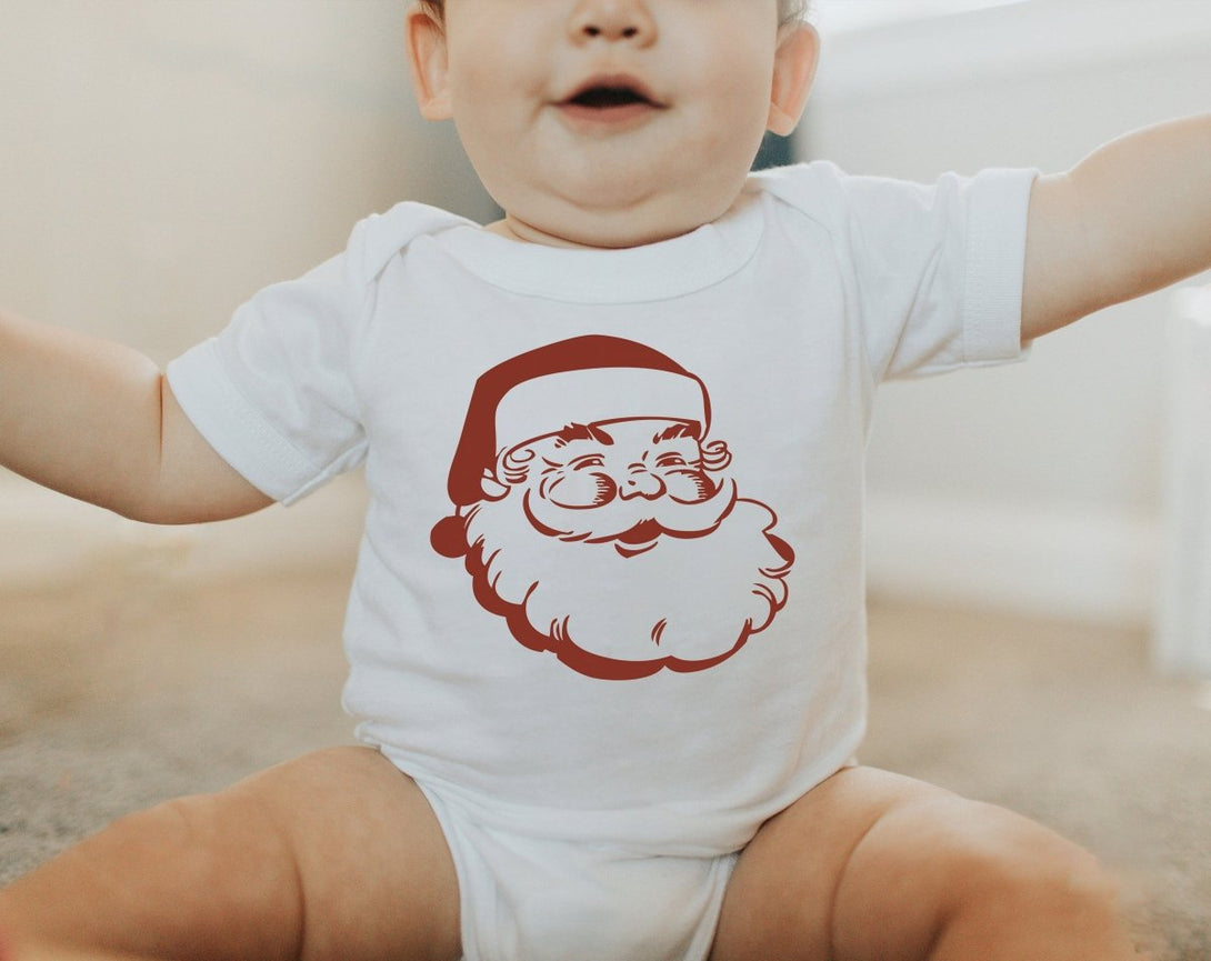 Retro Santa Baby Onesie - Cute Christmas Bodysuit - Holiday Natural Baby Onesie - BabiChic