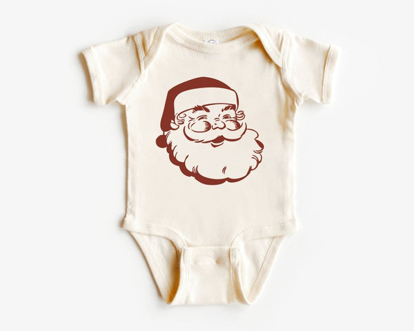 Retro Santa Baby Onesie - Cute Christmas Bodysuit - Holiday Natural Baby Onesie - BabiChic