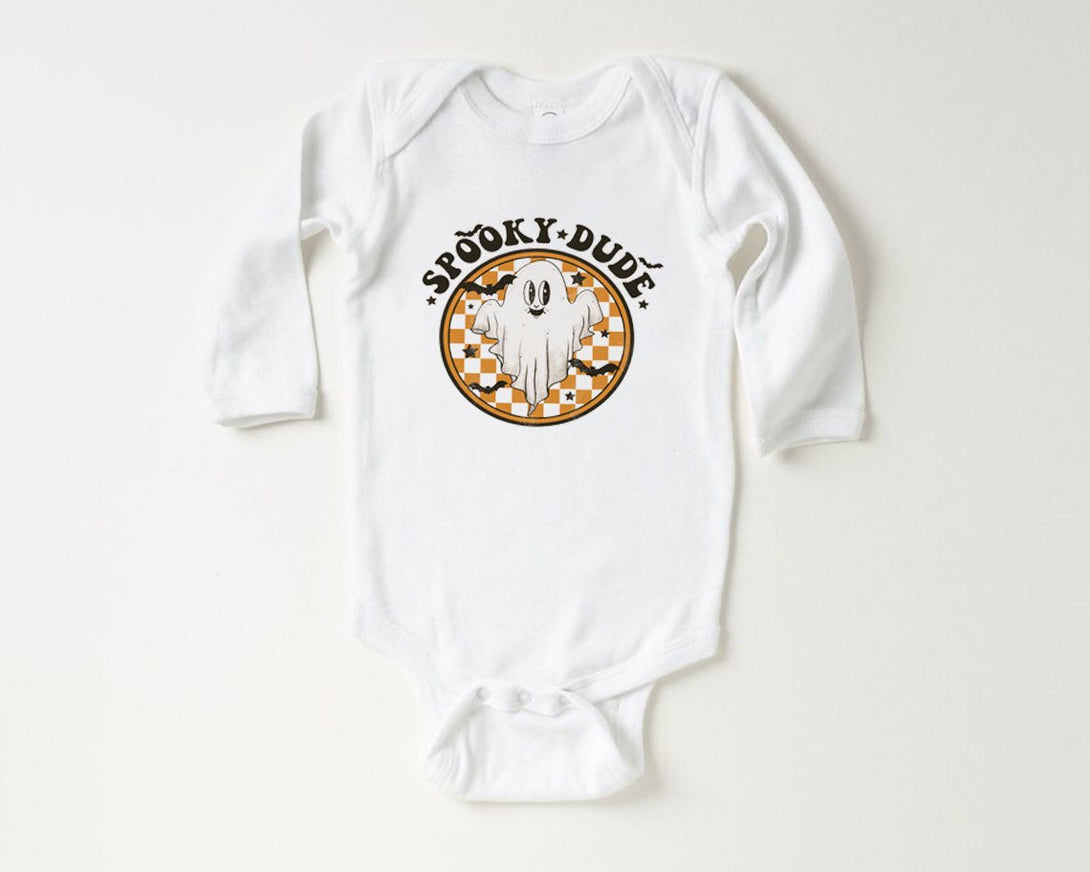 Spooky Dude Baby Onesie - Retro Boys Halloween Bodysuit - Cute Natural Fall Onesie - BabiChic