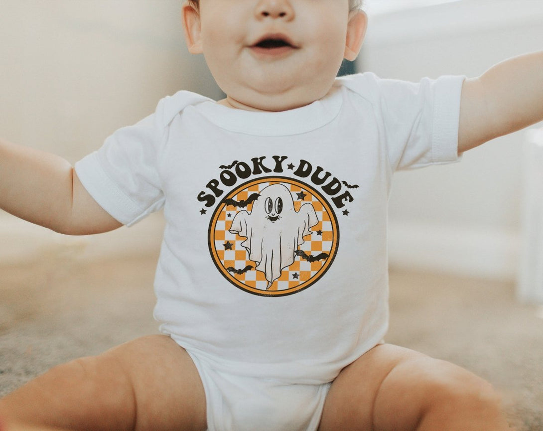 Spooky Dude Baby Onesie - Retro Boys Halloween Bodysuit - Cute Natural Fall Onesie - BabiChic