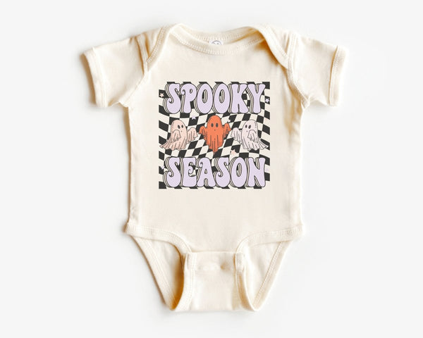 Spooky Season Baby Onesie - Retro Halloween Bodysuit - Cute Ghost Natural Onesie - BabiChic