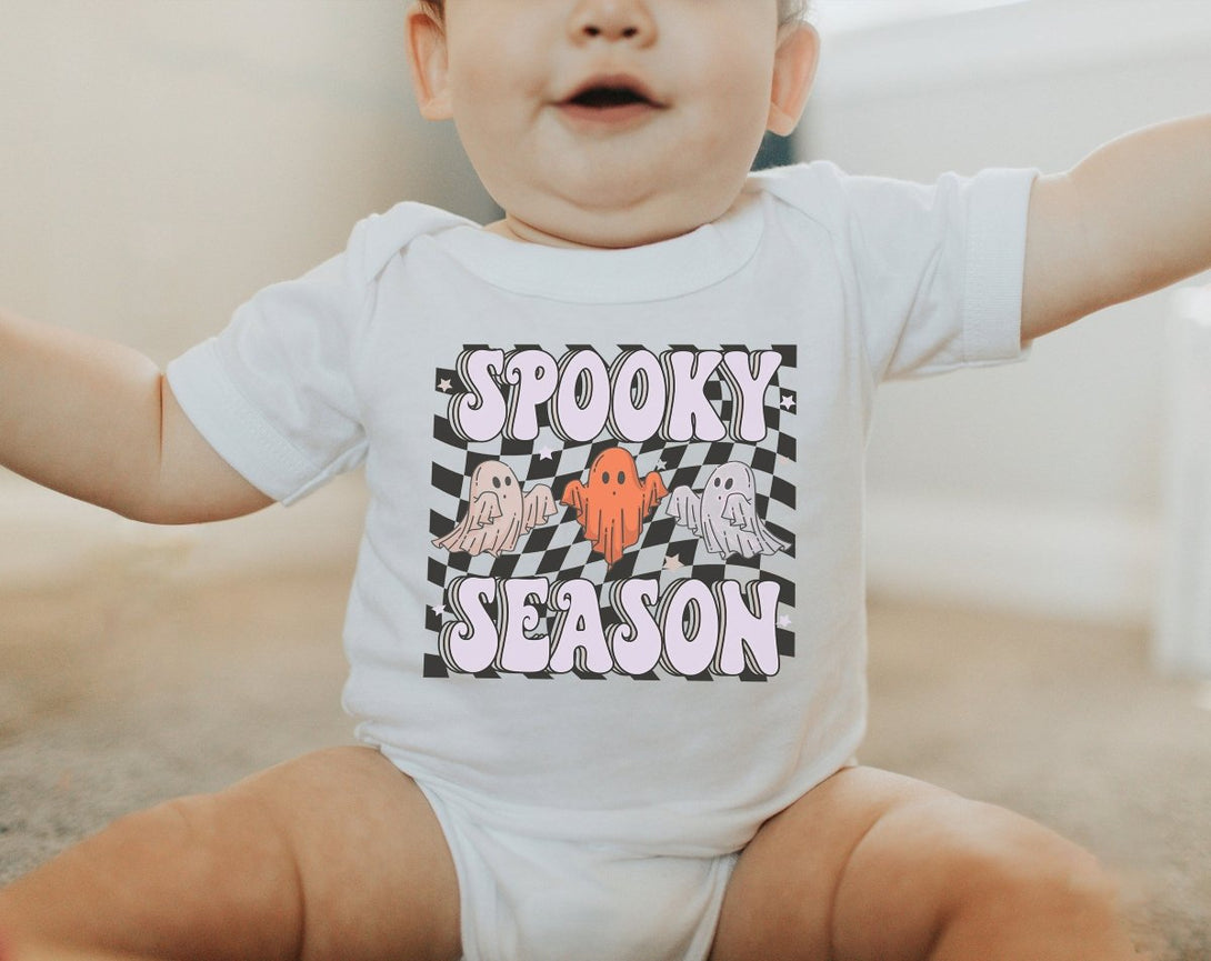 Spooky Season Baby Onesie - Retro Halloween Bodysuit - Cute Ghost Natural Onesie - BabiChic