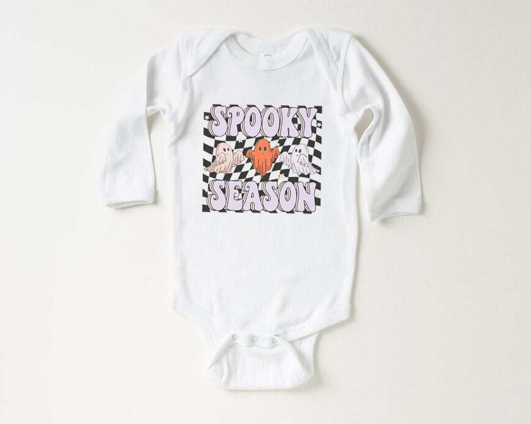 Spooky Season Baby Onesie - Retro Halloween Bodysuit - Cute Ghost Natural Onesie - BabiChic